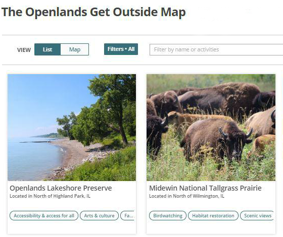 Openlands interactive Get Outside Map